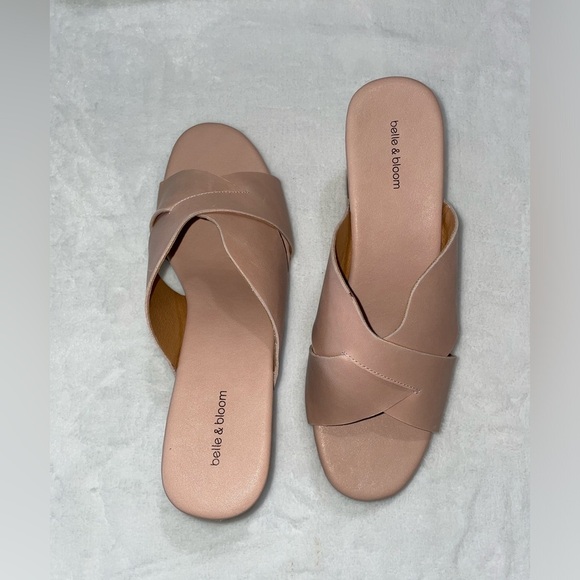 BNWT $200 Sz 9 Blush Pink Mule Belle & Bloom Wedge Heeled Sandal Clog​ - Picture 2 of 8